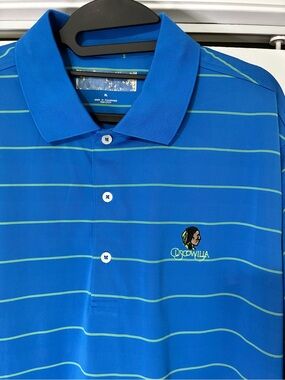 Golf shirt performance Blue Striped Men's Polo Shirt XL
